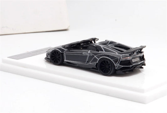 Flame Lamborghini LP700 Convertible Widebody Limited Edition 199PCS ONLY Black explosion pattern 1:64 Car Pre-built Model view2