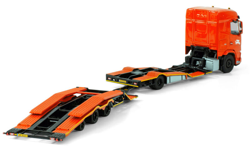 WSI DAF XG SH RIGED TRUCK TRANSPORTER TRUCK 4X2 TRUCK TRANSPORTER DRAWBAR TRAILER - 3 AXLE De Rooy 1:50 Model