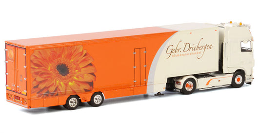 WSI  DAF XF SUPER SPACE CAB 4x2 SEMI BOX TRAILER - 2 AXLE Gebr. Driebergen 1:50 Truck Pre-built Model