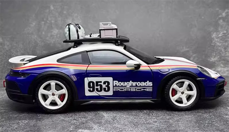 1:18 PORSCHE 911 #953 DAKAR 2022 blue white  MINICHAMPS Off road version w/ ROOF RACK DIECAST Car Model