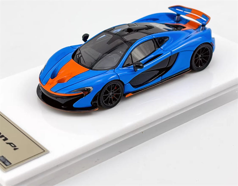 DMH McLaren P1 supercar Gulf Blue Grey Wheel 1:64 Car Pre-built Airliner Model Display view1