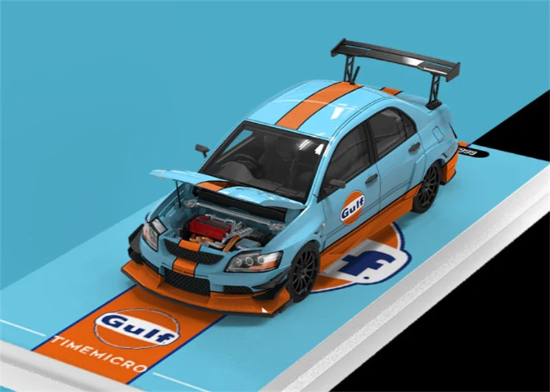 TimeMicro Mitsubishi Evolution IX Racing car Gulf Livery Regular Version 1:64 car Pre-built Model view1