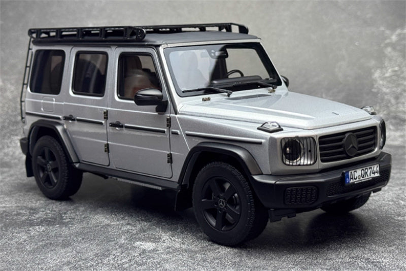 NOREV 2024 Mercedes Benz G500 G-Class off-road Silver luggage rack version 1:18 Car Pre-built Model view3