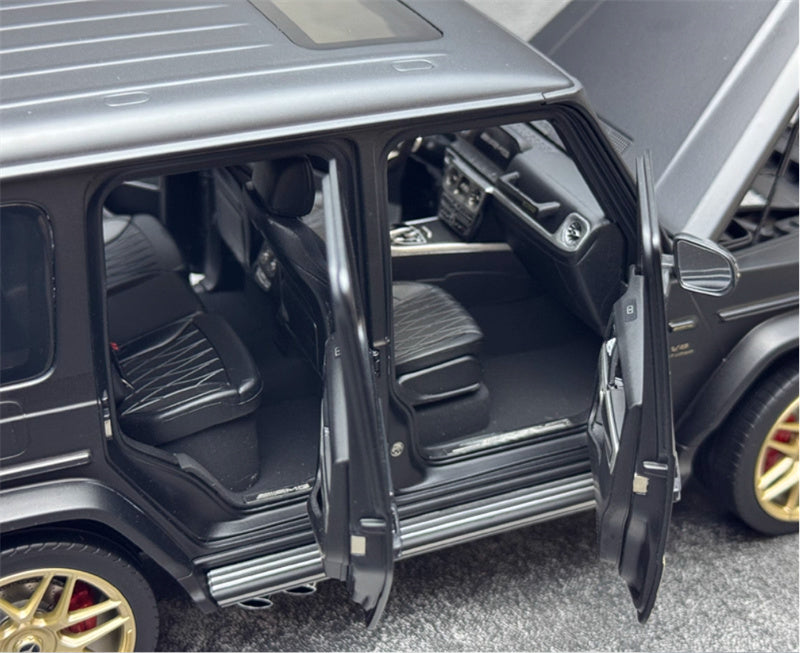 Almost Real Mercedes AMG G63 Grand Edition 2024 Dumb Black Gold Black interior with gold wheels 1:18 Truck Pre-built Model view3