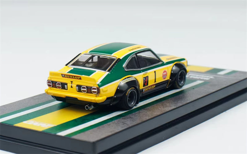 INNO64 MAZDA SAVANNA RX3 KATAYAMA Yellow # 1 1:64 car Pre-built Model view9