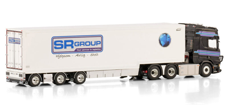 WSI SCANIA R HIGHLINE CR20H 6X2 TAG AXLE SEMI BOX TRAILER - 3 AXLE Alta Logistics / SR Group Logistics 1:50 Model