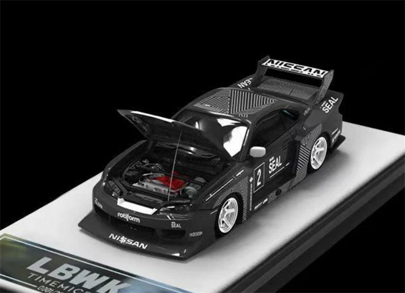 TimeMicro Nissan S15 SILVIA #2 LBWK Black Regular Version Limited Edition 2000PCS ONLY 1:64 car Pre-built Model view1
