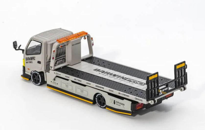 GCD x DarwinPRO 1:64 Hino 300 Dutro flatbed trailer truck in Air Force Grey product photo