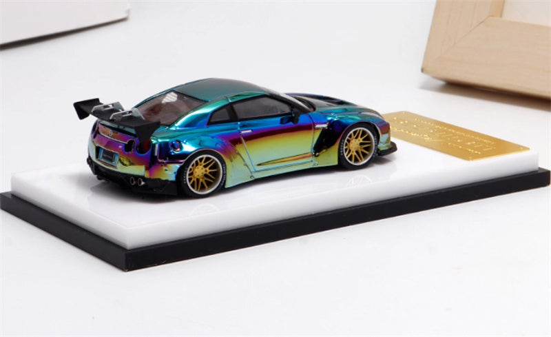mymodelcollect Nissan GT-R R35 LBWK Limited Edition Electroplating dazzling color 1:64 Car Pre-built Model view4