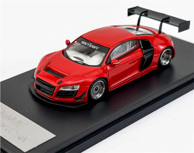 LeManFang Audi R8 LMS ULTRA high tail modified racing Red 1:64 Car Pre-built Model view5