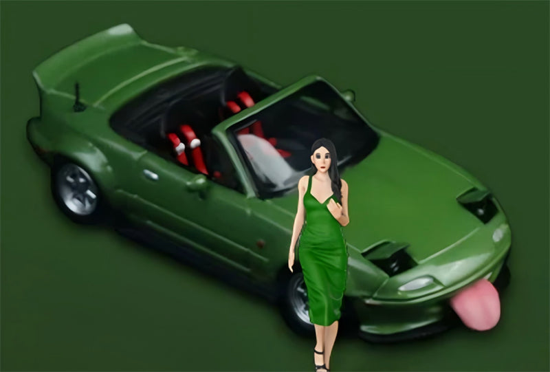 1:64 Mazda MX-5 Metallic Green TIMEMICRO w/ Figure Limited Edition 999PCS ONLY DIECAST Civil Car Model