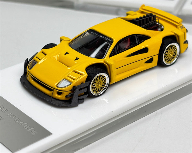 Autobots Models Ferrari F40 Yasid sports car Explosive redesign Yellow - Gold Wheel 1:64 Car Pre-built Model view1