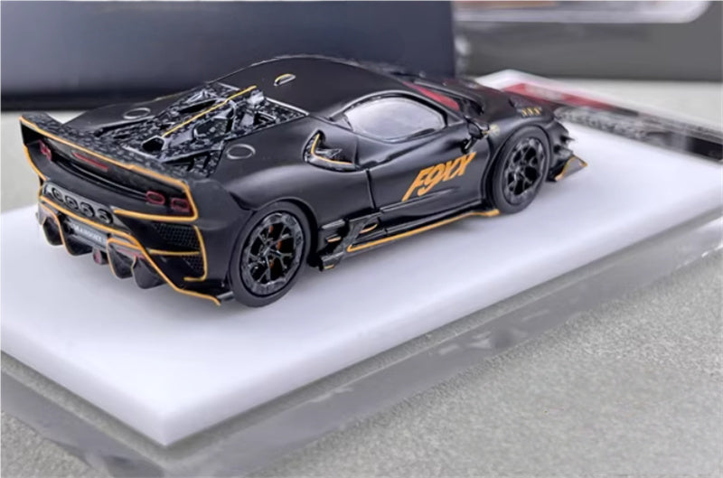 HKM Premium Mansory modified version Ferrari SF90 F9XX supercar Black hardtop Limited Edition 1:64 Car Pre-built Airliner Model Display view4