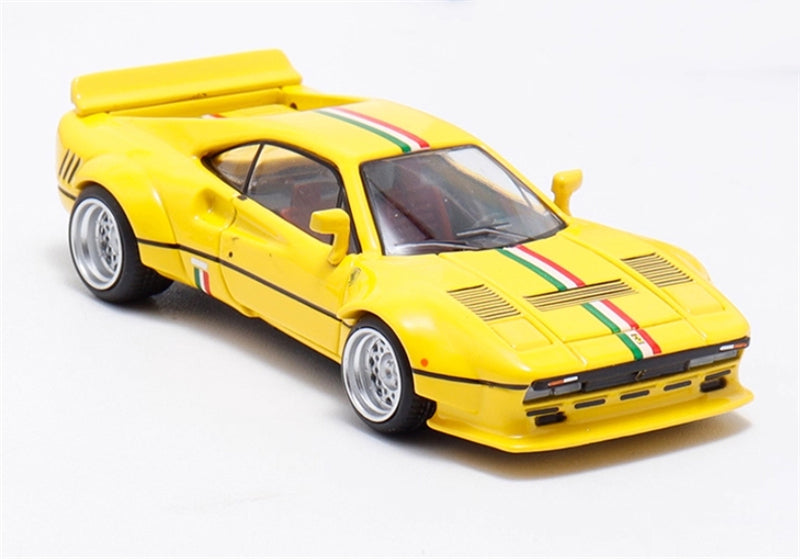 Hone Model Ferrari 288 GTO Yellow w/ Stripe Widebody 1:64 car Pre-built Model view1