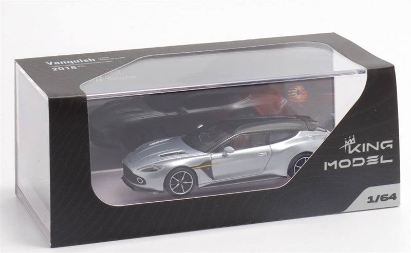 KING MODEL Aston Martin Vanquish Zagato Bright Silver Limited Edition 333PCS ONLY 1:64 Car Pre-built Model view9