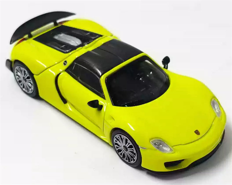 1:64 Porsche 918 Spyder fluorescent green Trends Hobby DIECAST Civil Car Model