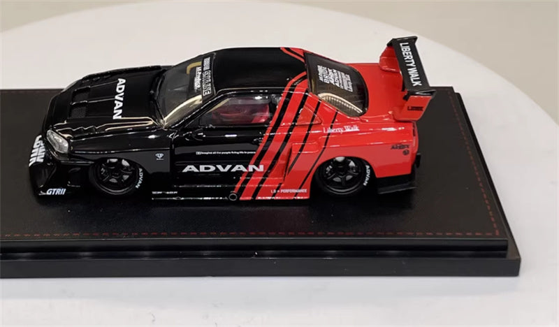 SW Nissan Skyline LBWK ER34 ADVAN Red Black Limited Edition 499PCS ONLY 1:64 car Pre-built Model view2