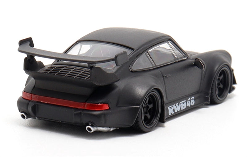 DECODE Porsche RWB 964 matte black wheels RAUH - Welt 1:64 Car Pre-built Model view4
