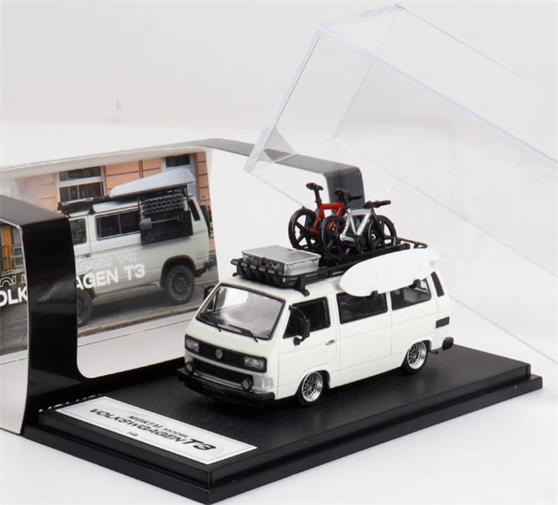 Mortal Model Volkswagen T3 Van BBS Low lying version White with Accessories 1:64 Car Pre-built Airliner Model Display view8
