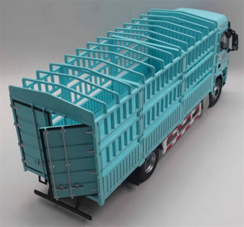 SHACMAN Delong L5000 Fence Type Container Truck sky blue 1:24 Truck Pre-built Model