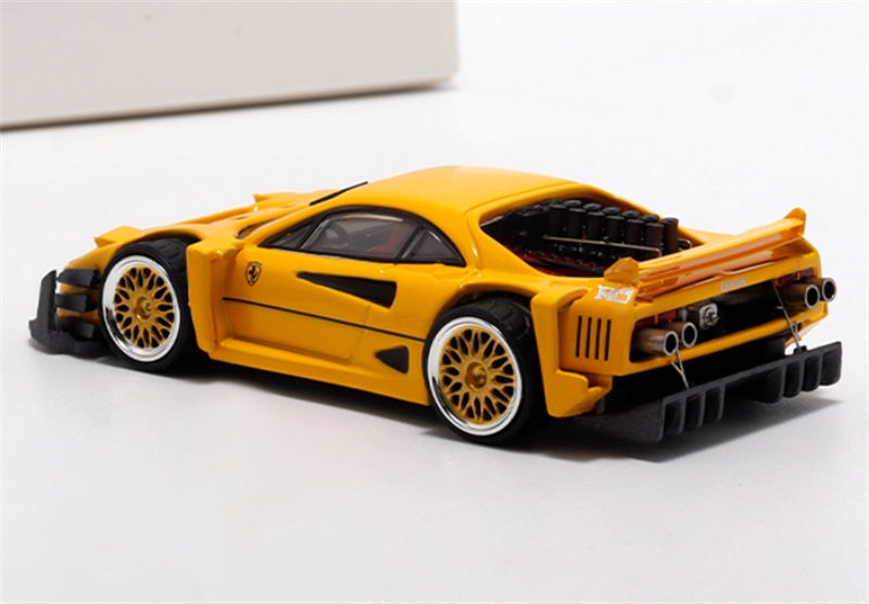 Autobots Models Ferrari F40 Yasid sports car Explosive redesign Yellow - Gold Wheel 1:64 Car Pre-built Model view4