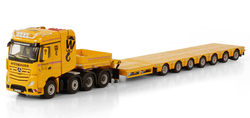 WSI  ACTROS MP4 BIG SPACE SLT 8x4 100 TONNER BROSHUIS - 7 AXLE Wiesbauer 1:50 Truck Pre-built Model