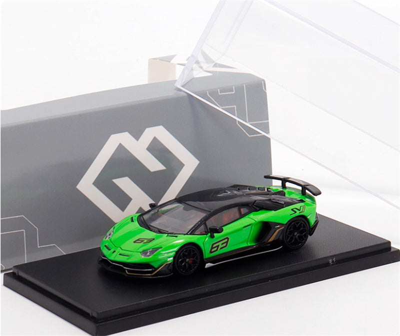 MAXWELL Lamborghini Aventador SVJ 63 Roadster Green hardtop 1:64 Car Pre-built Model view5