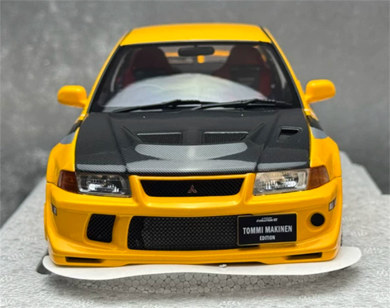 1:18 Mitsubishi Lancer Evolution VI (6.5) GSR T.M.E  Yellow Carbon Cover w/ Stripe MOTORHELIX Limited Edition 499PCS ONLY DIECAST Model