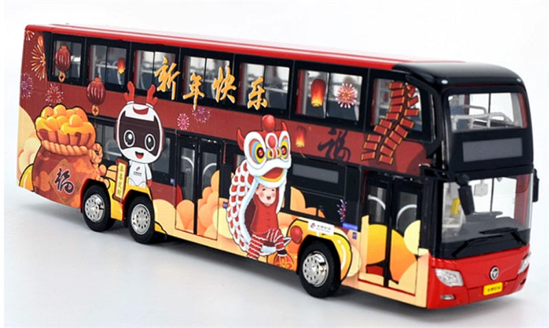 Beijing Public Transport Foton Ouhui Double decker Bus New Year Edition Tiger Year Painting red
 1:43 Bus Pre-built Model view5