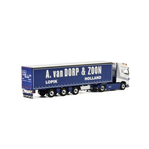 1:50 VOLVO A. VAN DORP & ZOON FH4 4x2 CURTAINSIDE TAUTLINER TRAILER 3 AXLE WSI   DIECAST Model