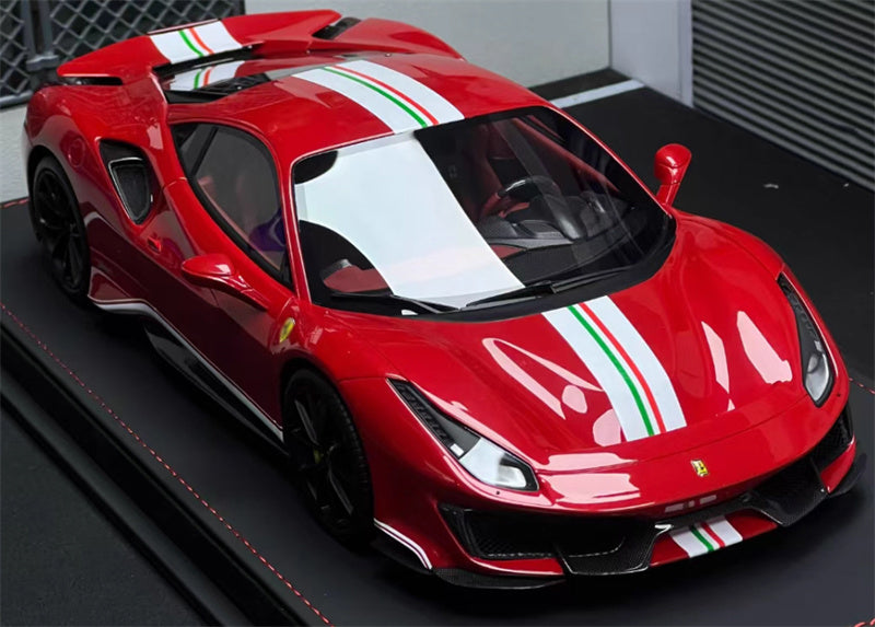BBR MODELS Ferrari 488 pista Rosso Coraan322 met Leather base Limited Edition 28PCS ONLY 1:18 Car Pre-built Model view6