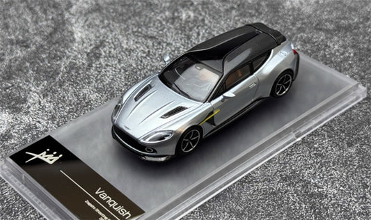 KING MODEL Aston Martin Vanquish Zagato Bright Silver Limited Edition 333PCS ONLY 1:64 Car Pre-built Model view1