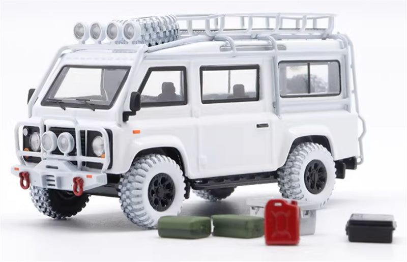 Master Land Rover Defender Van White with accessories 1:64 Car Pre-built Airliner Model Display view1