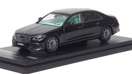 Almost Real BRABUS S850 Maybach Masterpiece 2023 Obsidian Black -Green interior 1:64 Car Pre-built Airliner Model Display view1