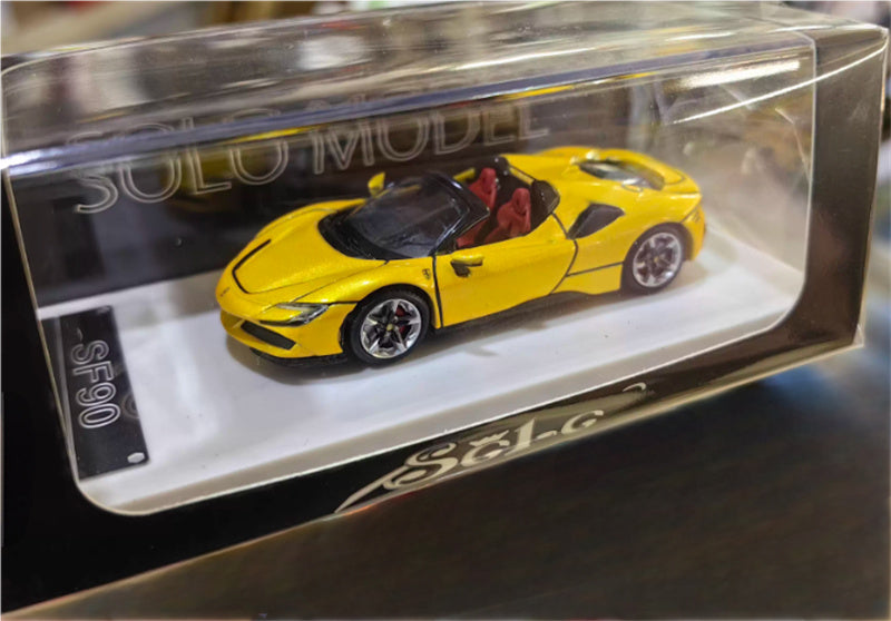 Solo Model Ferrari SF90 supercar Golden convertible limited edition 1:64 Car Pre-built Airliner Model Display view8
