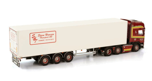 WSI SCANIA STREAMLINE TOPLINE 6X2 TWINSTEER BOX TRAILER - 3 AXLE STEEN HANSEN 1:50 Truck Pre-built Model