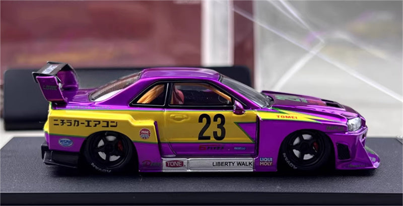 SW Nissan Skyline LBWK ER34 Electroplated Lightning Purple Limited Edition 499PCS ONLY 1:64 car Pre-built Model view4