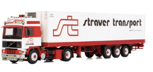 WSI VOLVO F12 GLOBETROTTER 4X2 REEFER TRAILER - 3 AXLE STRAVER TRANSPORT 1:50 Truck Pre-built Model