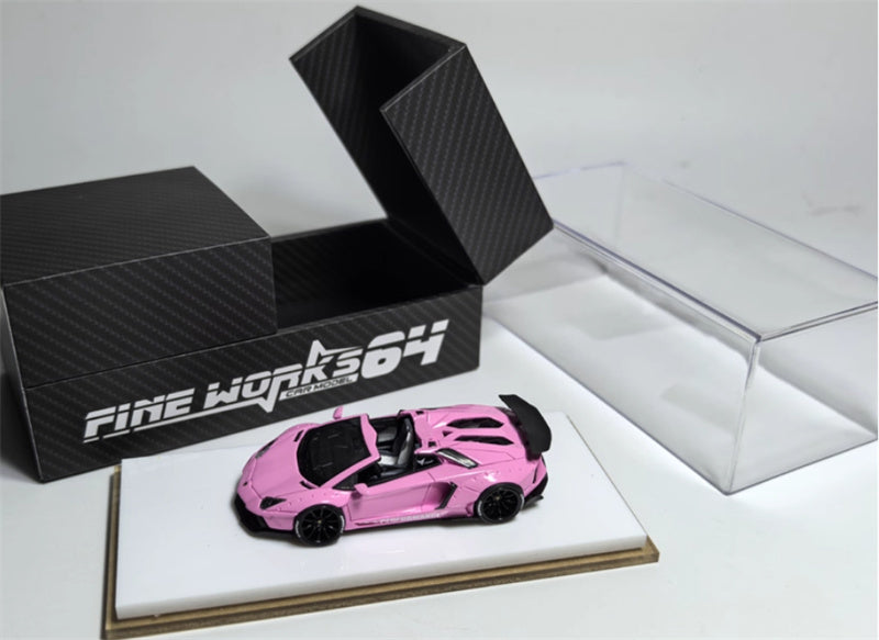 Fine works 64 Lamborghini LP700 LB Convertible Edition Limited Edition 199PCS ONLY Luminous Pink 1:64 Car Pre-built Model view4