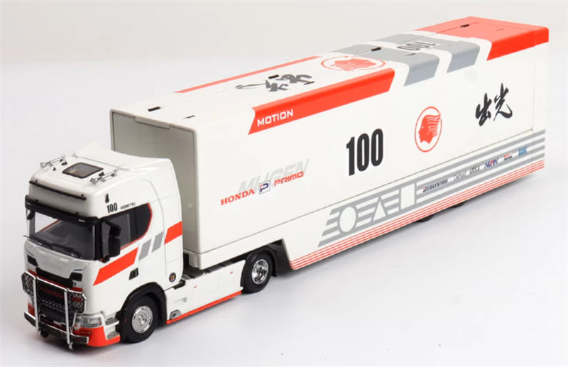 Max well Scania #S730 double-decker transport vehicle Red White Light 100 Coating 1:64 Truck Pre-built Airliner Model Display view1