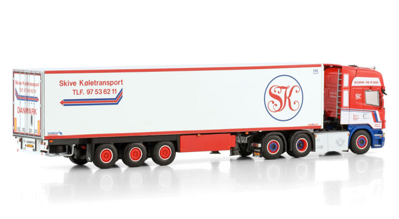 WSI SCANIA R5 TOPLINE 6X2 TAG AXLE REEFER TRAILER - 3 AXLE Skive Koletransport 1:50 Truck Pre-built Model