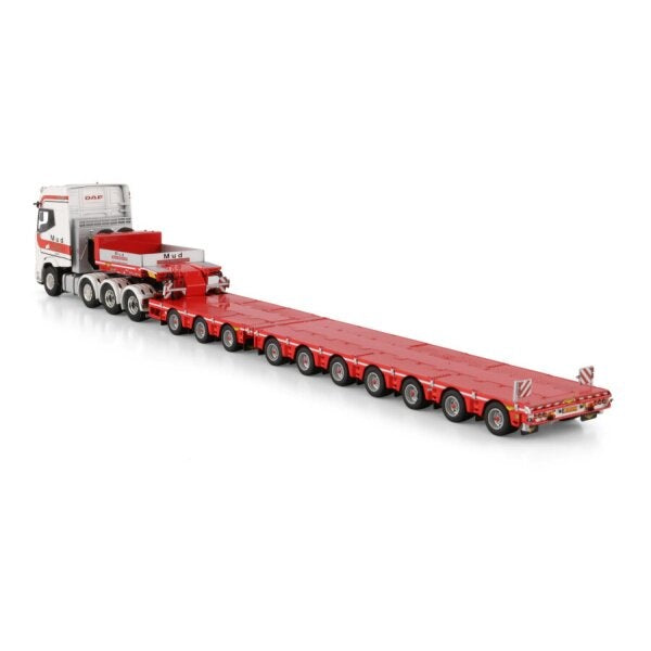 1:50 DAF MUD GROND - EN XG + 8X4 SL LOW LOADER W/ 3 AXLE DOLLY 7 AXLE WSI Diecast Model