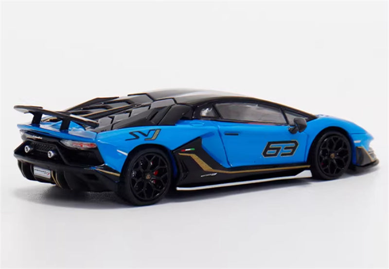 Max well Lamborghini Aventador SVj 63 # Pearl blue hardtop 1:64 Car Pre-built Airliner Model Display view4