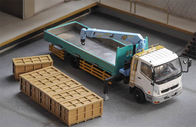 GCD Mitsubishi Fuso Boom Crane Truck white green with 6 wooden crates Limited Edition 888PCS ONLY RHD 1:64 Truck Pre-built Model view8