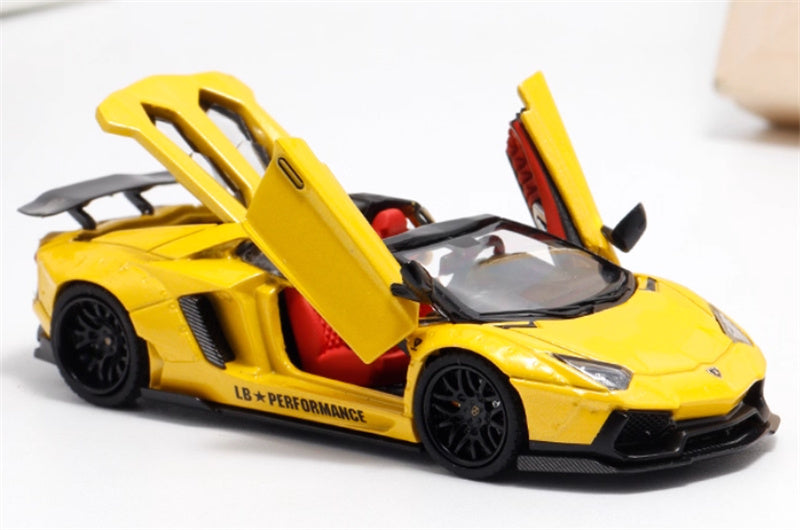 Rhino Model Lamborghini AVENTADOR LP700-4 LBWK Supercar Limited Edition 666PCS ONLY Yellow 1:64 Car Pre-built Model view5