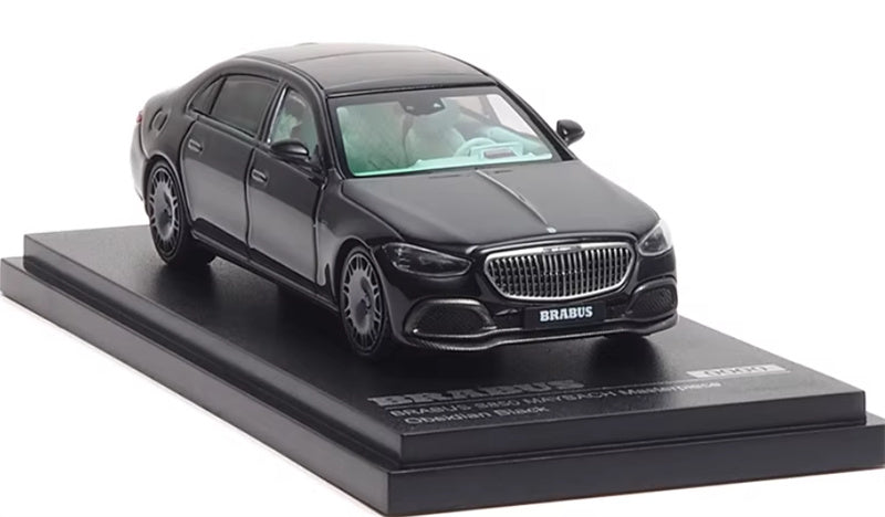 Almost Real BRABUS S850 Maybach Masterpiece 2023 Obsidian Black -Green interior 1:64 Car Pre-built Airliner Model Display view10