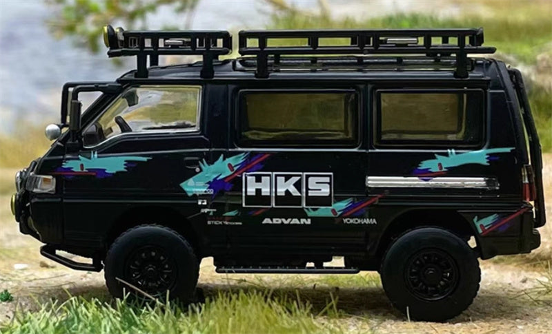 Autobots Models Mitsubishi Delica 3rd Generation Wagon 4X4 Off Road Modified Edition HKS coating w/ accessories 1:64 Car Pre-built Model view3