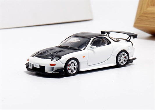 mymodelcollect Mazda RX-7 FD3S White carbon Hood 1:64 Car Pre-built Model view1