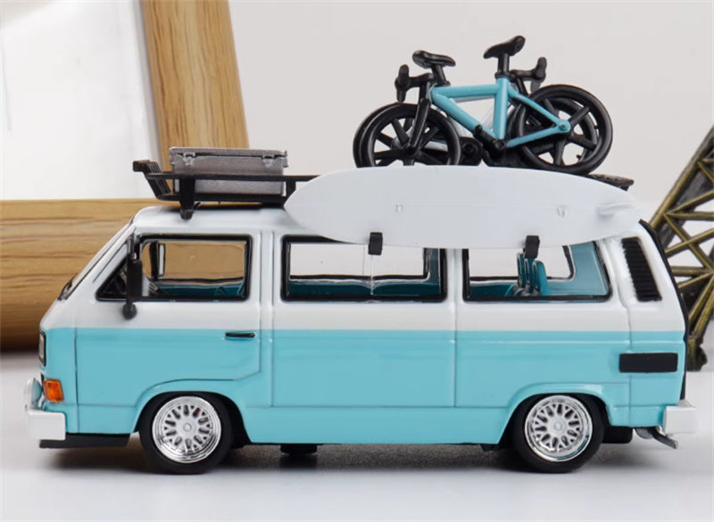 Mortal Model Volkswagen T3 Van BBS T Blue White Double Splicing 1:64 Car Pre-built Airliner Model Display view3