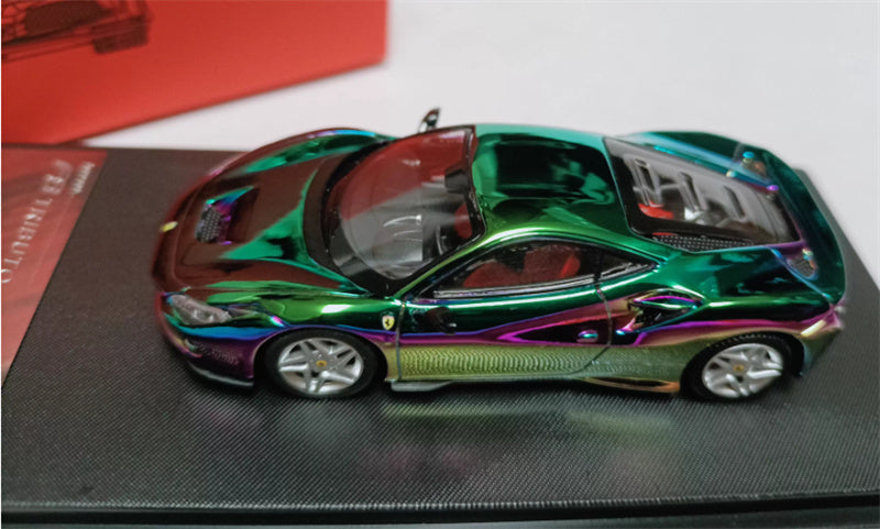 XF MODEL Ferrari F8 Supercar Electroplating Seven Color gift box packaging 1:64 Car Pre-built Model view3